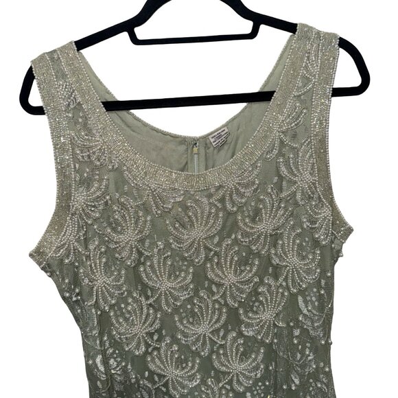 Scala Couture Vintage 80s Beaded Seafoam Green Cocktail Dress Sz XXL - Picture 3 of 15